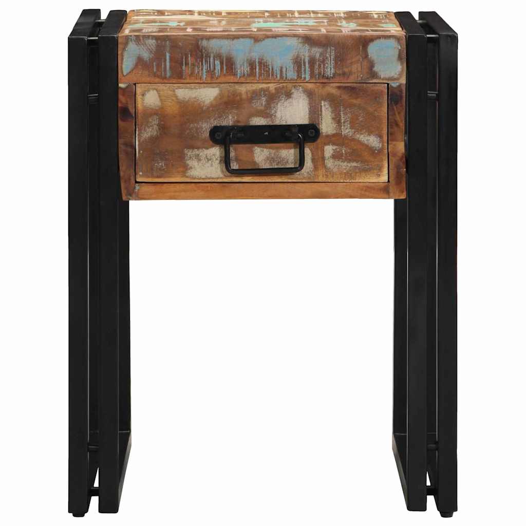 Tavolino 40 x 40 x 50 cm Legno massiccio recuperato e metallo