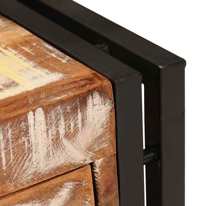 Tavolino 30 x 30 x 40 cm Legno massiccio recuperato e metallo