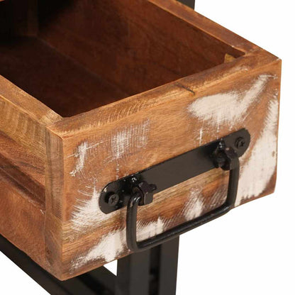Tavolino 30 x 30 x 40 cm Legno massiccio recuperato e metallo
