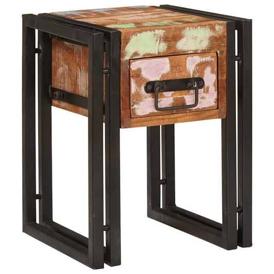 Tavolino 30 x 30 x 40 cm Legno massiccio recuperato e metallo