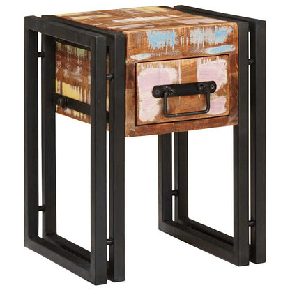 Tavolino 30 x 30 x 40 cm Legno massiccio recuperato e metallo