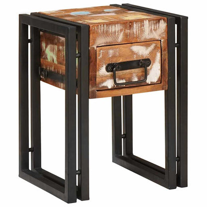 Tavolino 30 x 30 x 40 cm Legno massiccio recuperato e metallo