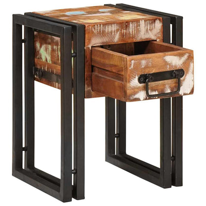 Tavolino 30 x 30 x 40 cm Legno massiccio recuperato e metallo