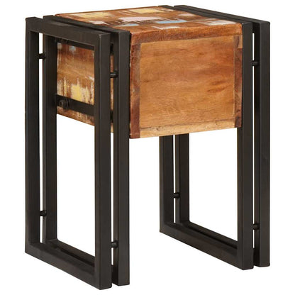 Tavolino 30 x 30 x 40 cm Legno massiccio recuperato e metallo