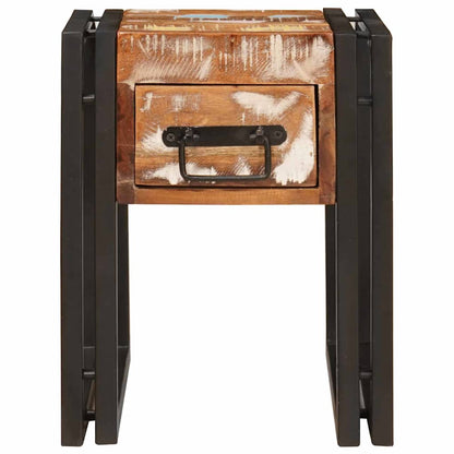 Tavolino 30 x 30 x 40 cm Legno massiccio recuperato e metallo