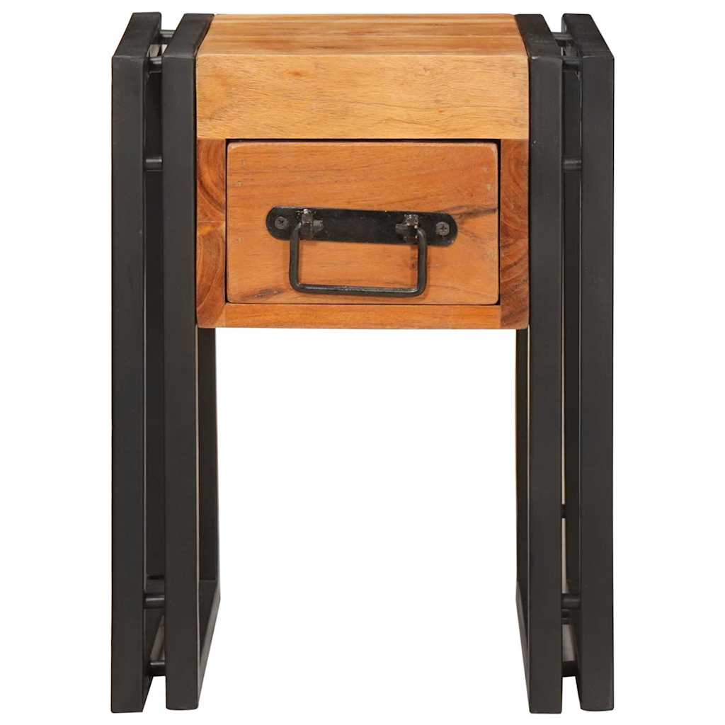 Tavolino 30 x 30 x 40 cm Legno di acacia massello e metallo