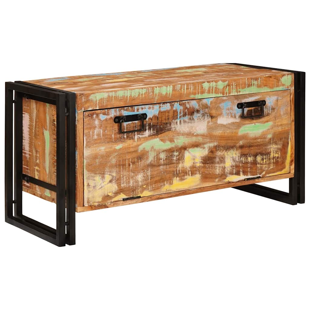 Mobile per scarpe con porta Marrone legno massello di riciclo