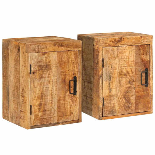 Comodino 2 pcs Marrone 35 x 33 x 48 cm Legno di mango massello