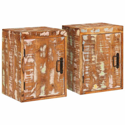 Comodino 2 pcs Marrone 35 x 33 x 48 cm Legno Solido Recuperato