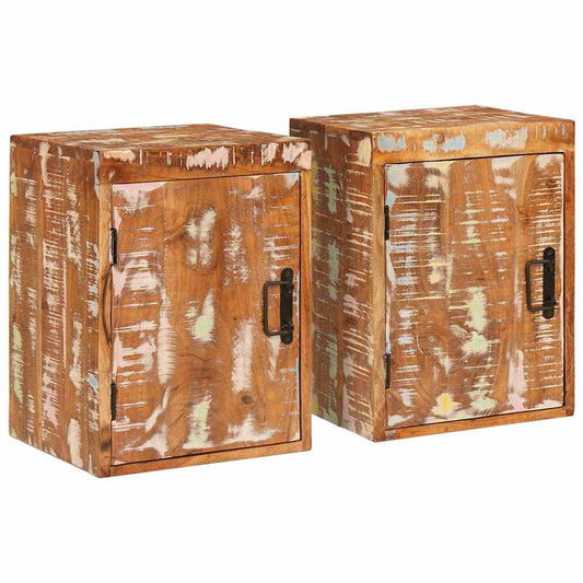 Comodino 2 pcs Marrone 35 x 33 x 48 cm Legno Solido Recuperato