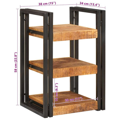 Comodino Marrone e nero 38 x 33 x 58 cm Legno di mango massello