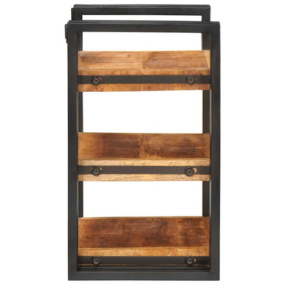 Comodino 2 pcs Marrone e nero Legno di mango massello
