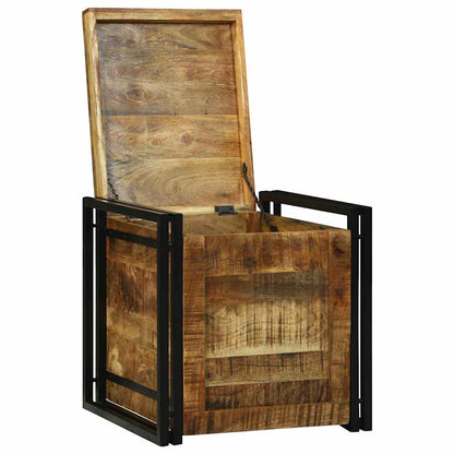 Scatola di Stoccaggio 50 x 50 x 50 cm legno di mango grezzo