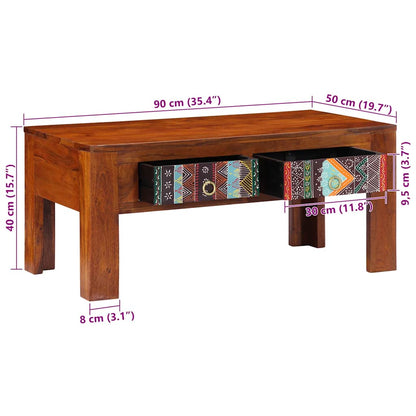 Tavolino da Salotto 90x50x40 cm in Legno Massello di Acacia | homemem39