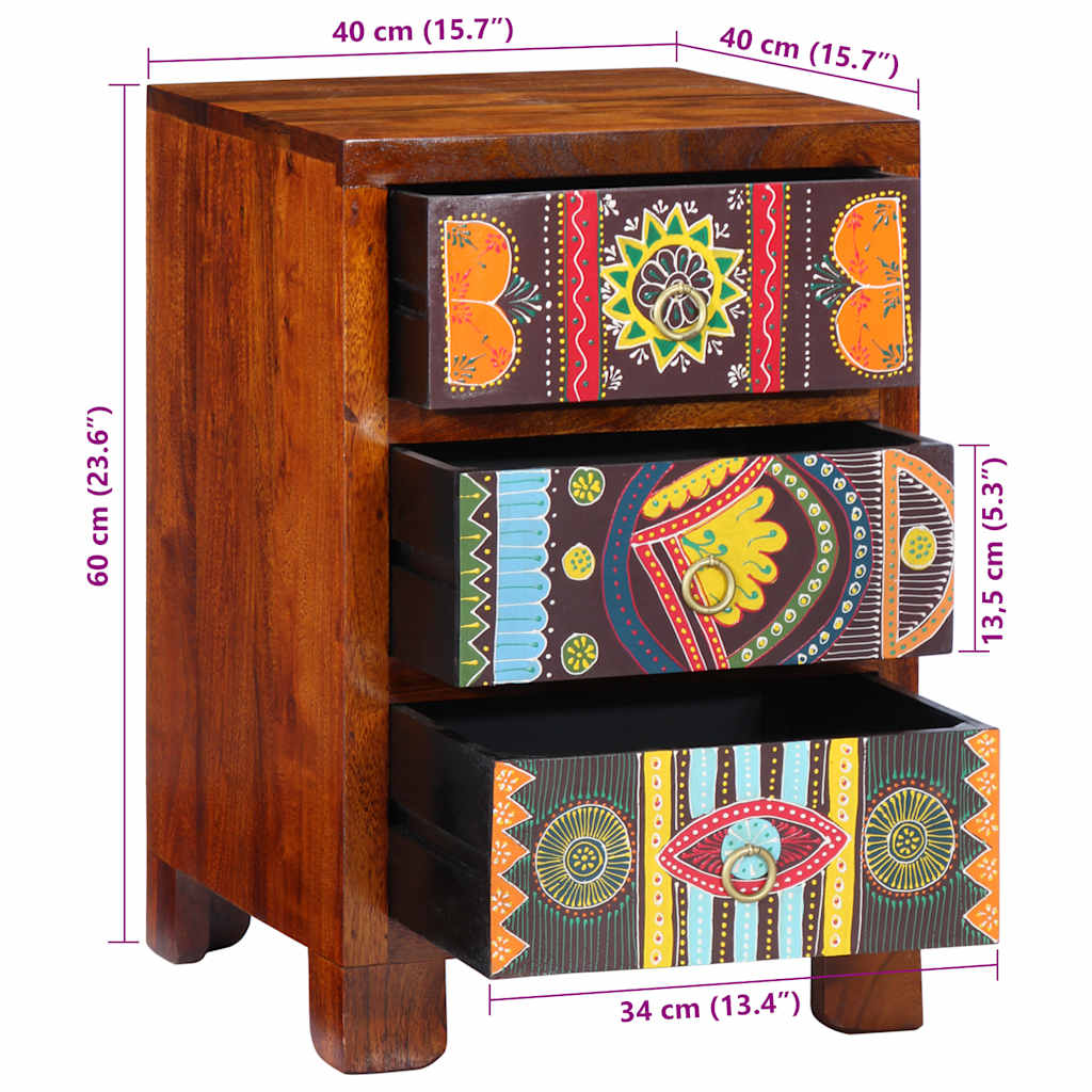 Comodino 40x40x60 cm in Legno Massello di Acacia | homemem39