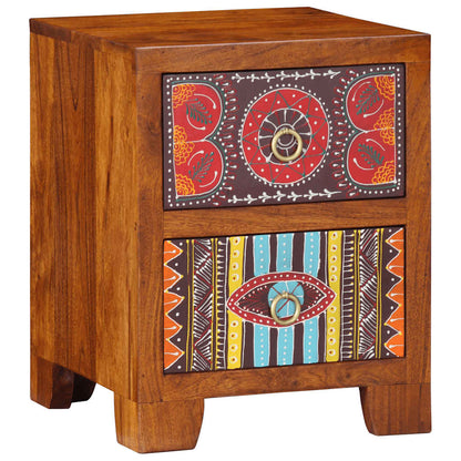 Comodino 35x35x45 cm in Legno Massello di Acacia