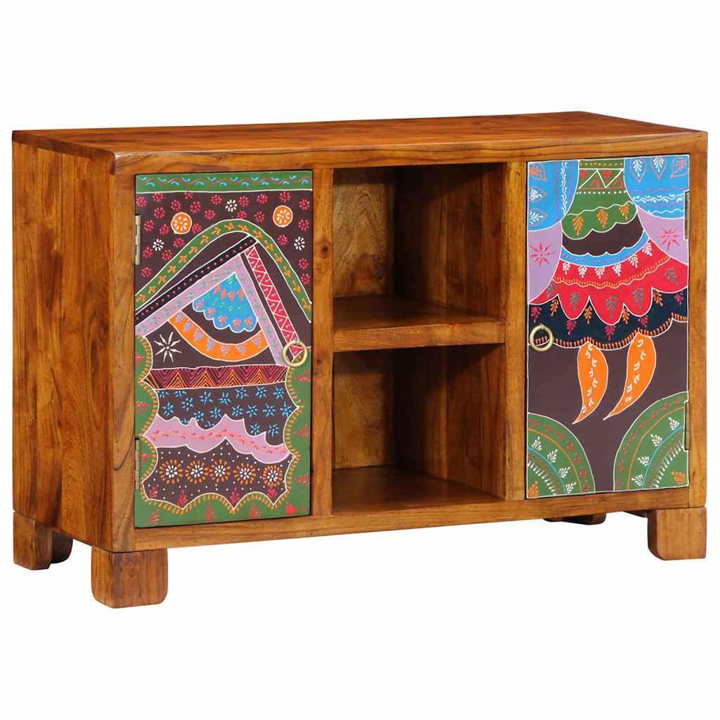Credenza Multicolore 90x35x60 in Legno Massello di Acacia - homemem39