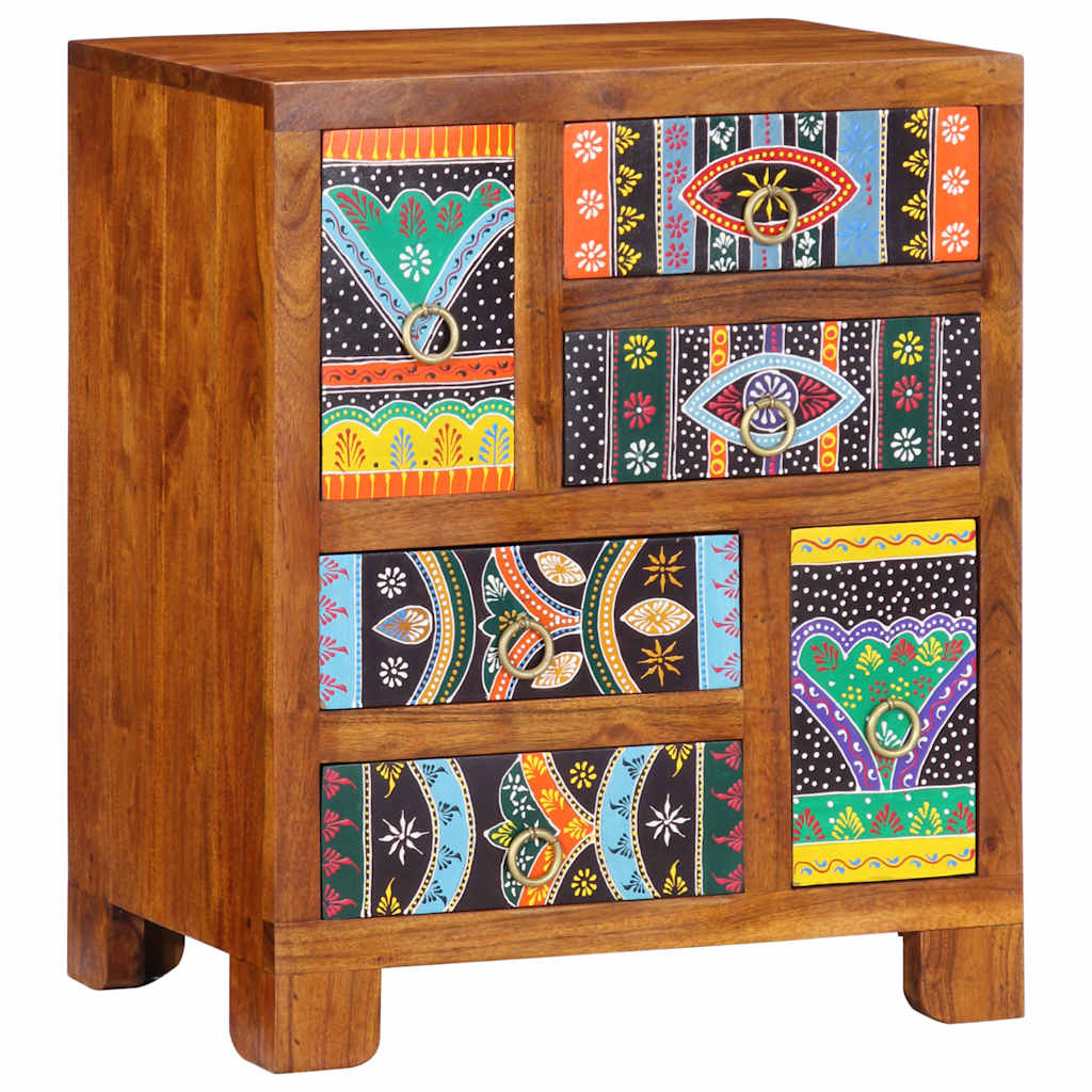 Credenza Multicolore 50x35x60 in Legno Massello di Acacia - homemem39