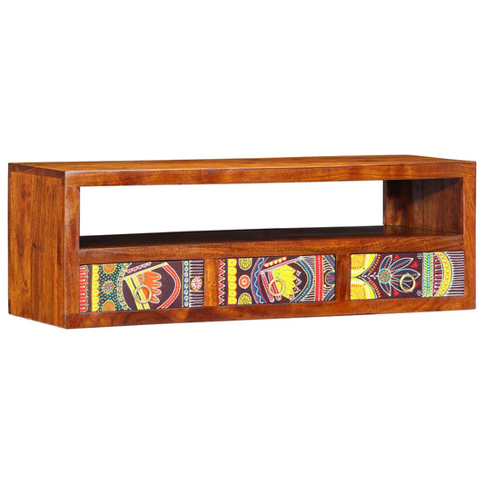 Mobile TV a Parete Multicolore 90x30x30 Legno Massello Acacia - homemem39