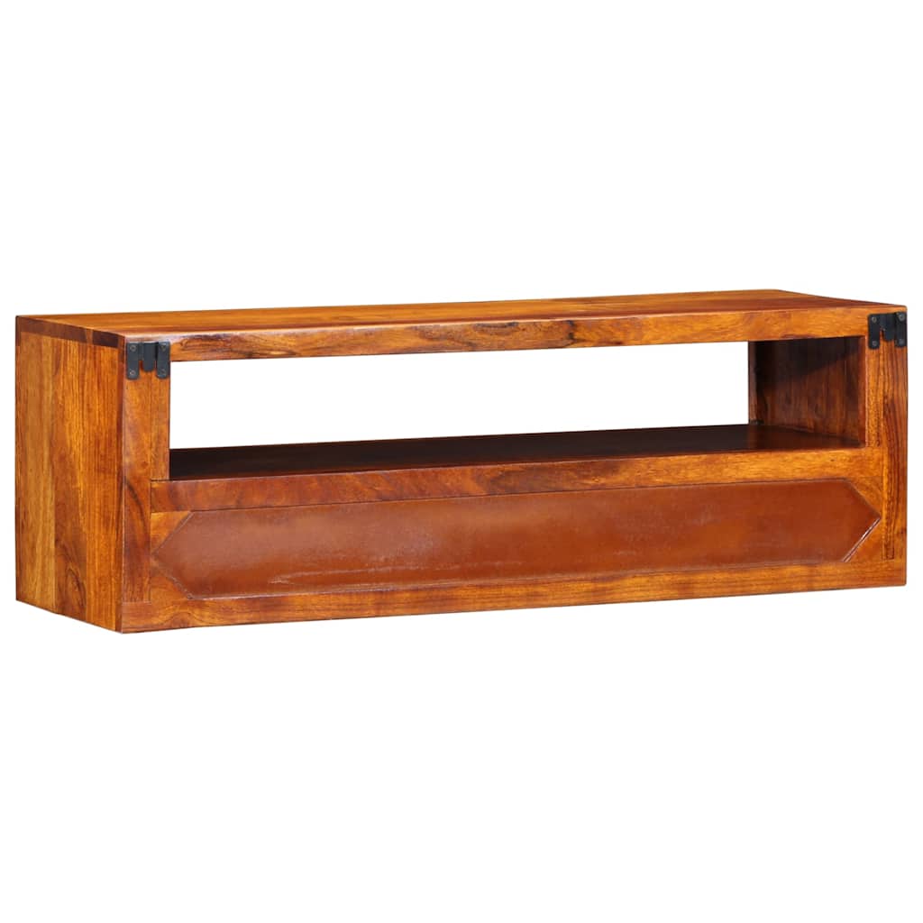 Mobile TV a Parete Multicolore 90x30x30 Legno Massello Acacia - homemem39