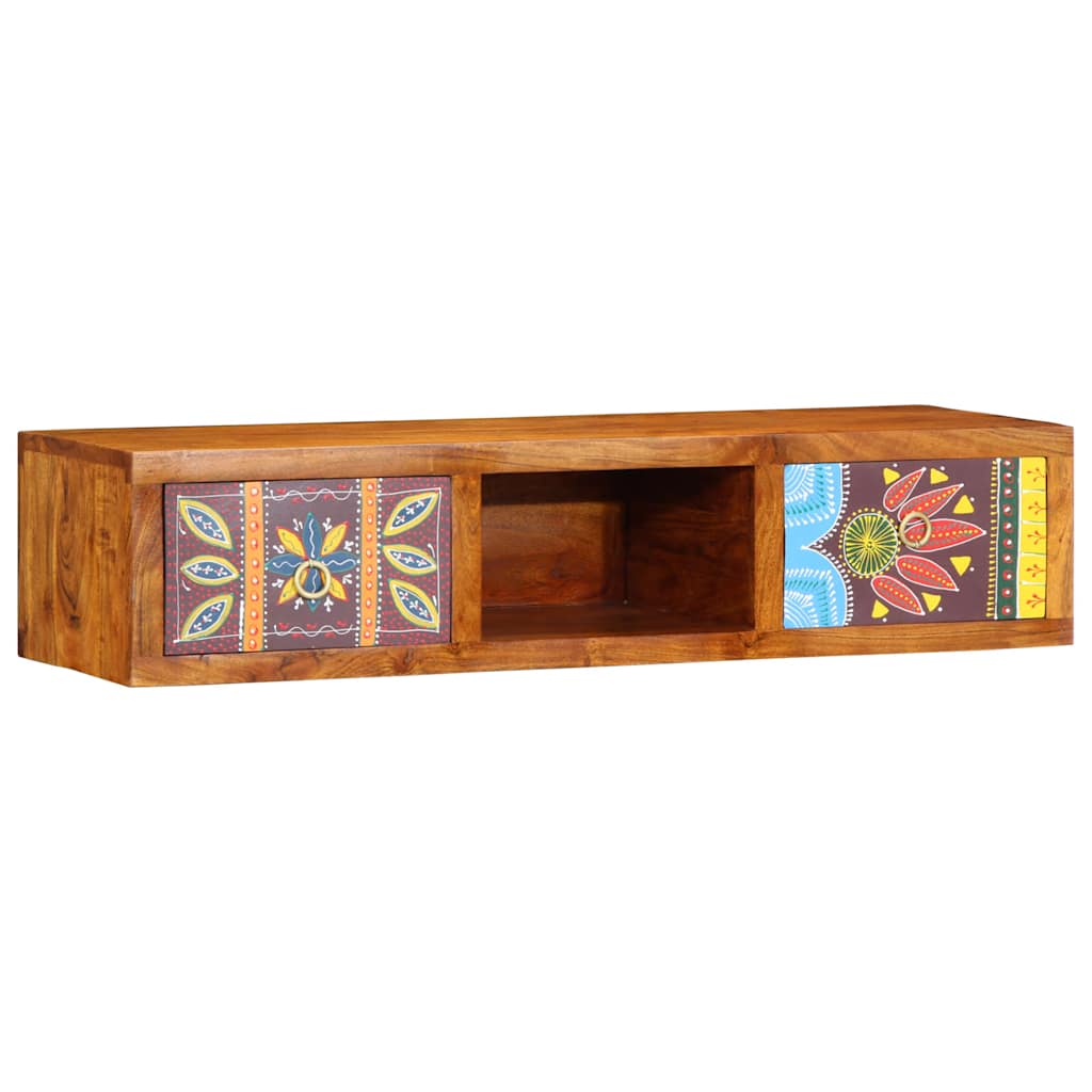 Mobile TV a Parete Multicolore 100x30x22 Legno Massello Acacia - homemem39