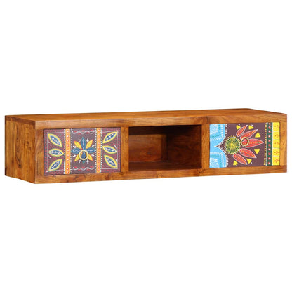 Mobile TV a Parete Multicolore 100x30x22 Legno Massello Acacia - homemem39