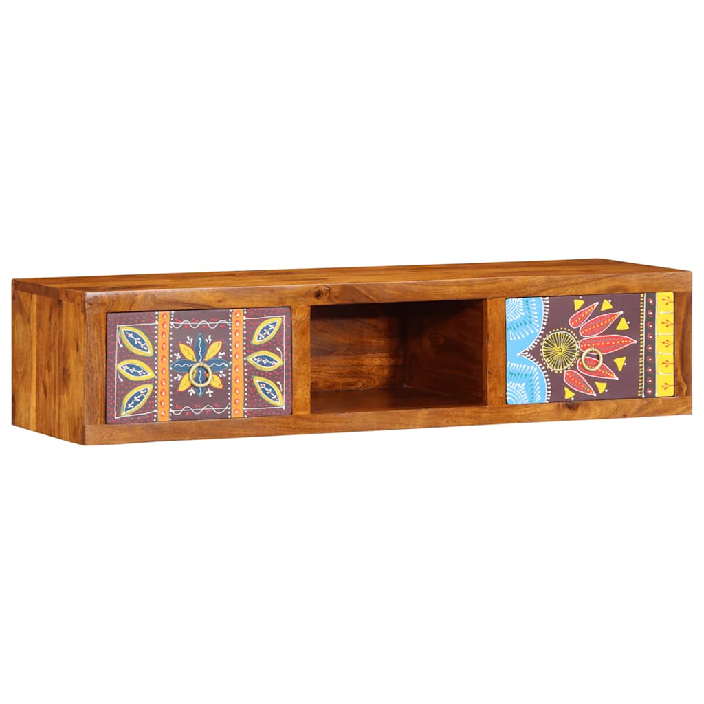 Mobile TV a Parete Multicolore 100x30x22 Legno Massello Acacia - homemem39