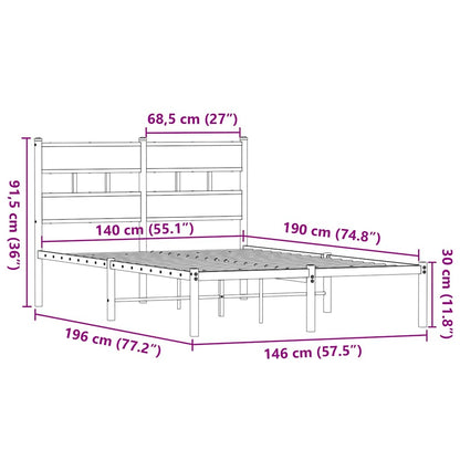 Giroletto senza Materaso in Metallo Rovere Fumo 140x190 cm | homemem39