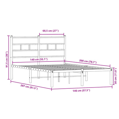 Giroletto senza Materaso in Metallo Rovere Fumo 140x200 cm | homemem39