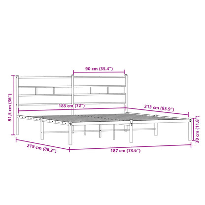 Giroletto senza Materaso in Metallo Rovere Fumo 183x213 cm - homemem39
