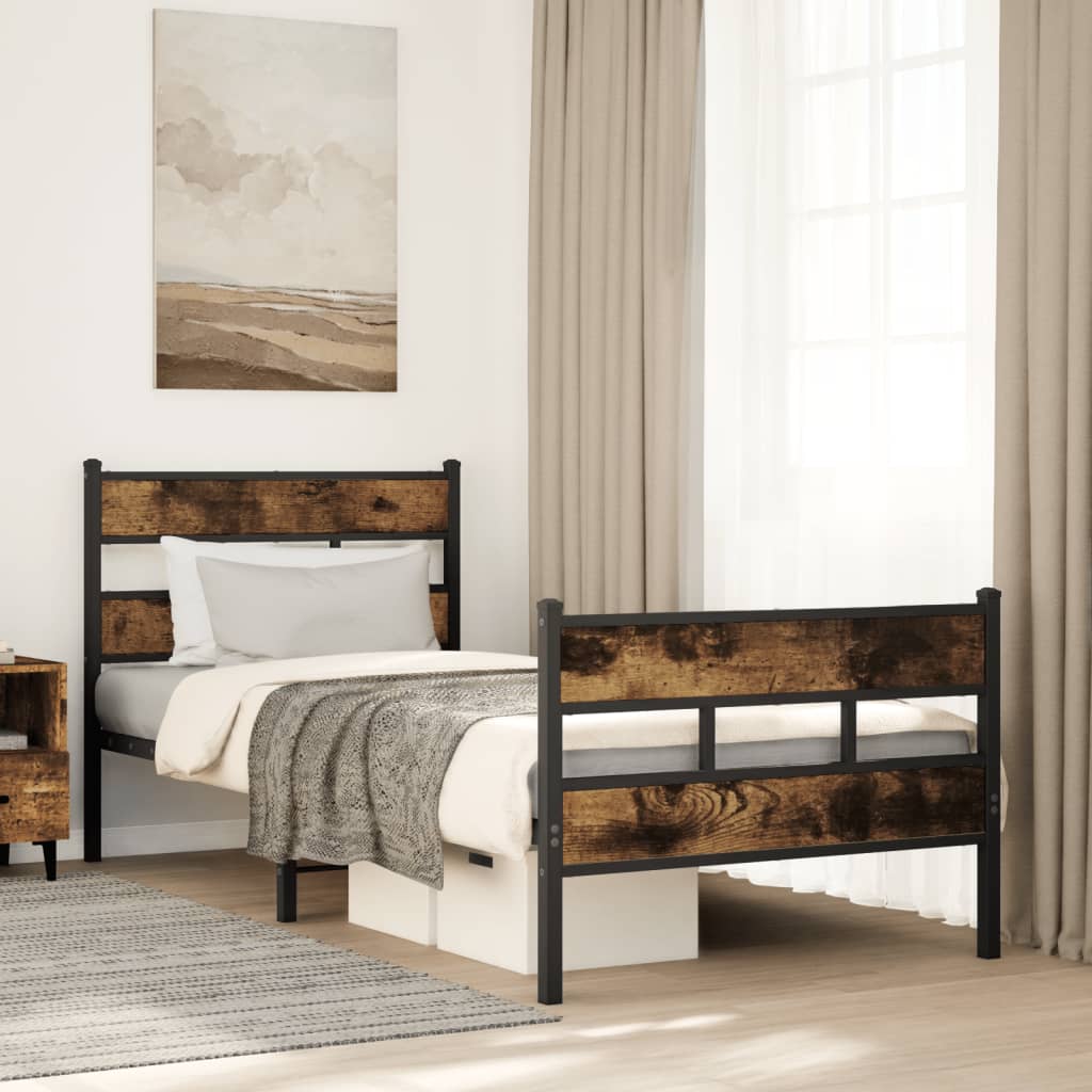 Giroletto senza Materasso in Metallo Rovere Fumo 75x190 cm | homemem39