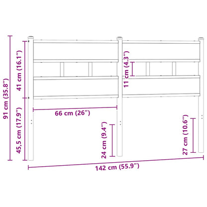 Testiera di Ricambio Rovere Fumo 135 cm in Ferro e Legno Multistrato | homemem39