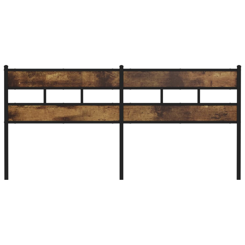 Testiera Rovere Fumo 180 cm in Ferro e Legno Multistrato - homemem39