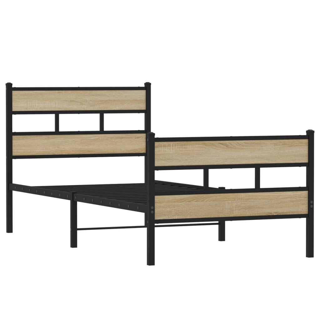 Giroletto senza Materaso in Metallo Rovere Sonoma 90x190 cm | homemem39
