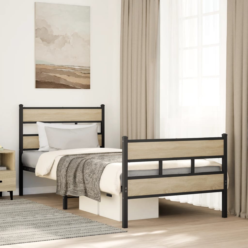 Giroletto senza Materaso in Metallo Rovere Sonoma 107x203 cm | homemem39
