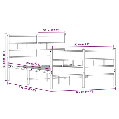 Giroletto senza Materaso in Metallo Rovere Sonoma 120x190 cm | homemem39