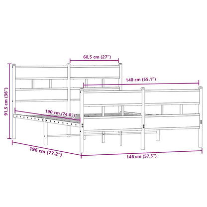 Giroletto senza Materaso in Metallo Rovere Sonoma 140x190 cm - homemem39