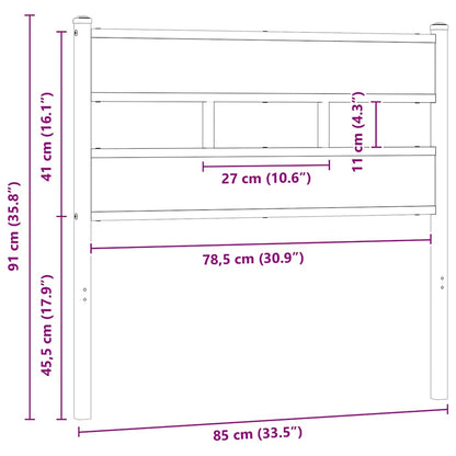Testiera di Ricambio Rovere Sonoma 80 cm in Ferro e Legno Multistrato | homemem39