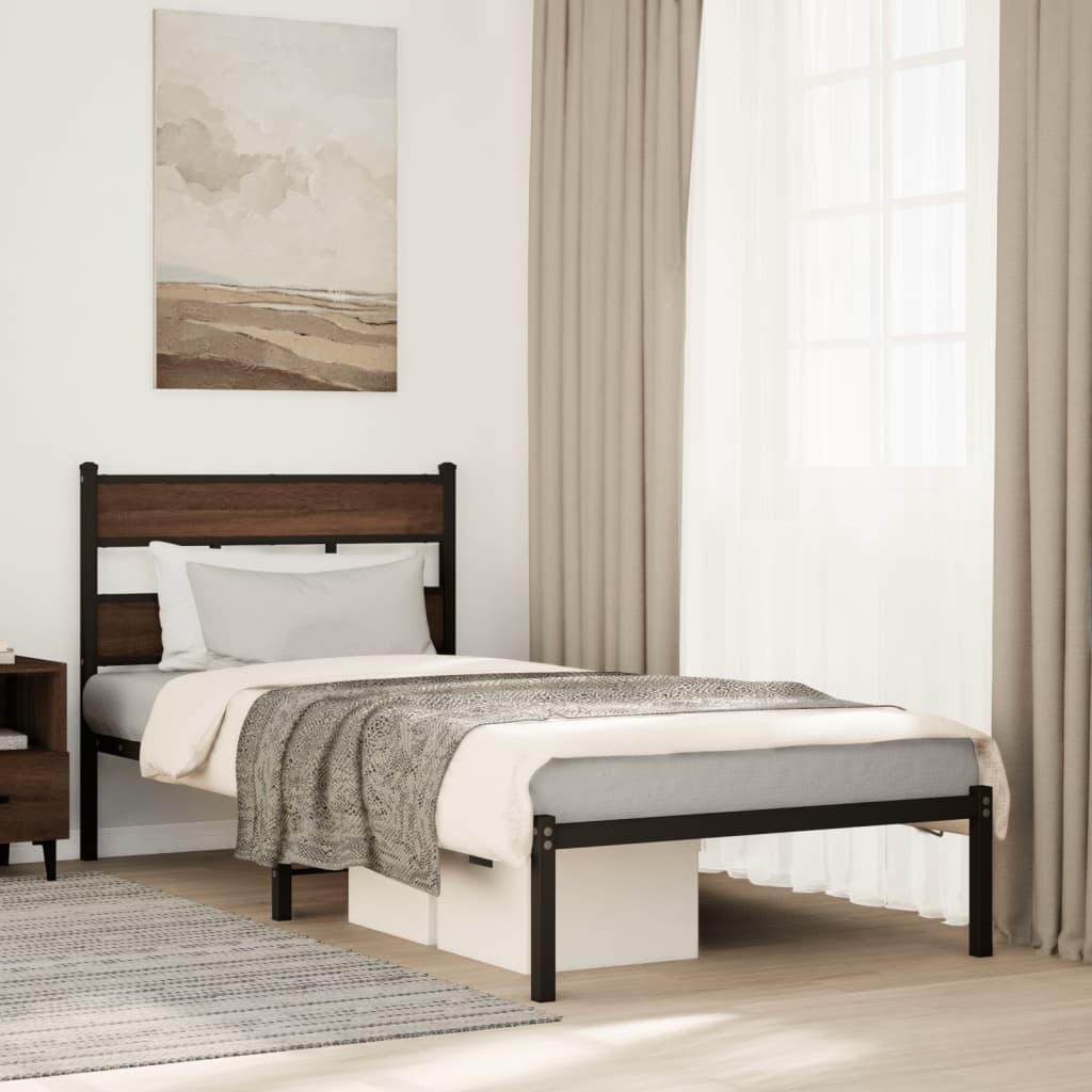 Giroletto senza Materasso con Testiera Rovere Marrone 100x190cm | homemem39