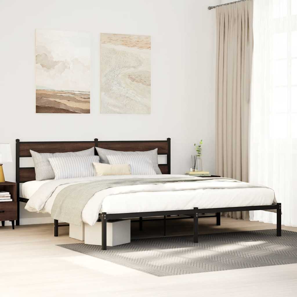 Giroletto senza Materasso con Testiera Rovere Marrone 200x200cm | homemem39