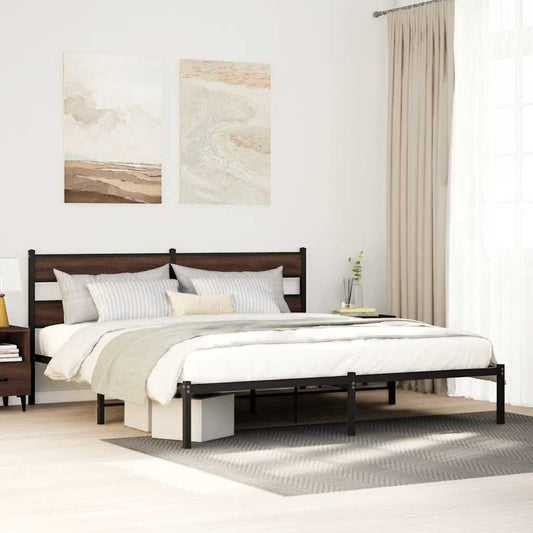 Giroletto senza Materasso con Testiera Rovere Marrone 200x200cm | homemem39