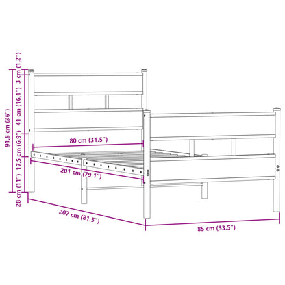 Giroletto senza Materasso con Testiera e Pediera 80x200 cm | homemem39