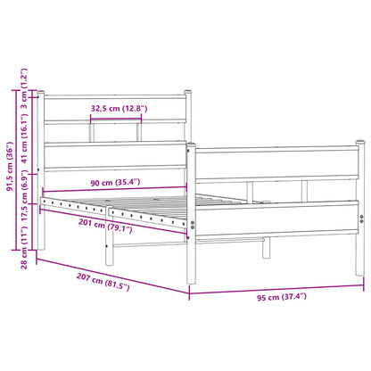Giroletto senza Materasso con Testiera e Pediera 90x200 cm | homemem39
