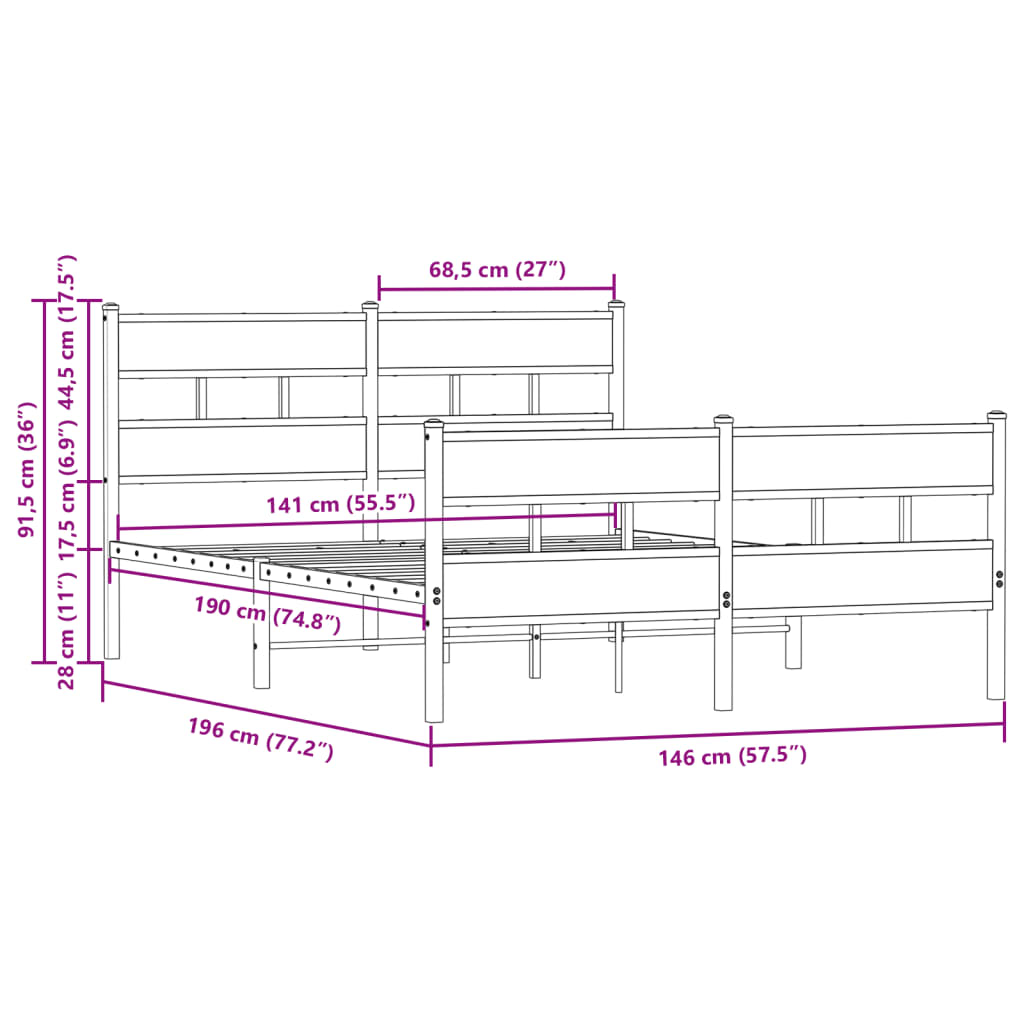Giroletto senza Materasso con Testiera e Pediera 140x190 cm | homemem39