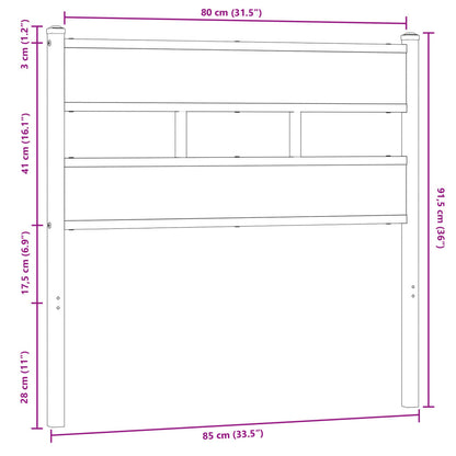 Testiera Rovere Marrone 80 cm in Acciaio e Truciolato - homemem39