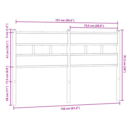 Testiera Rovere Marrone 150 cm in Acciaio e Truciolato - homemem39