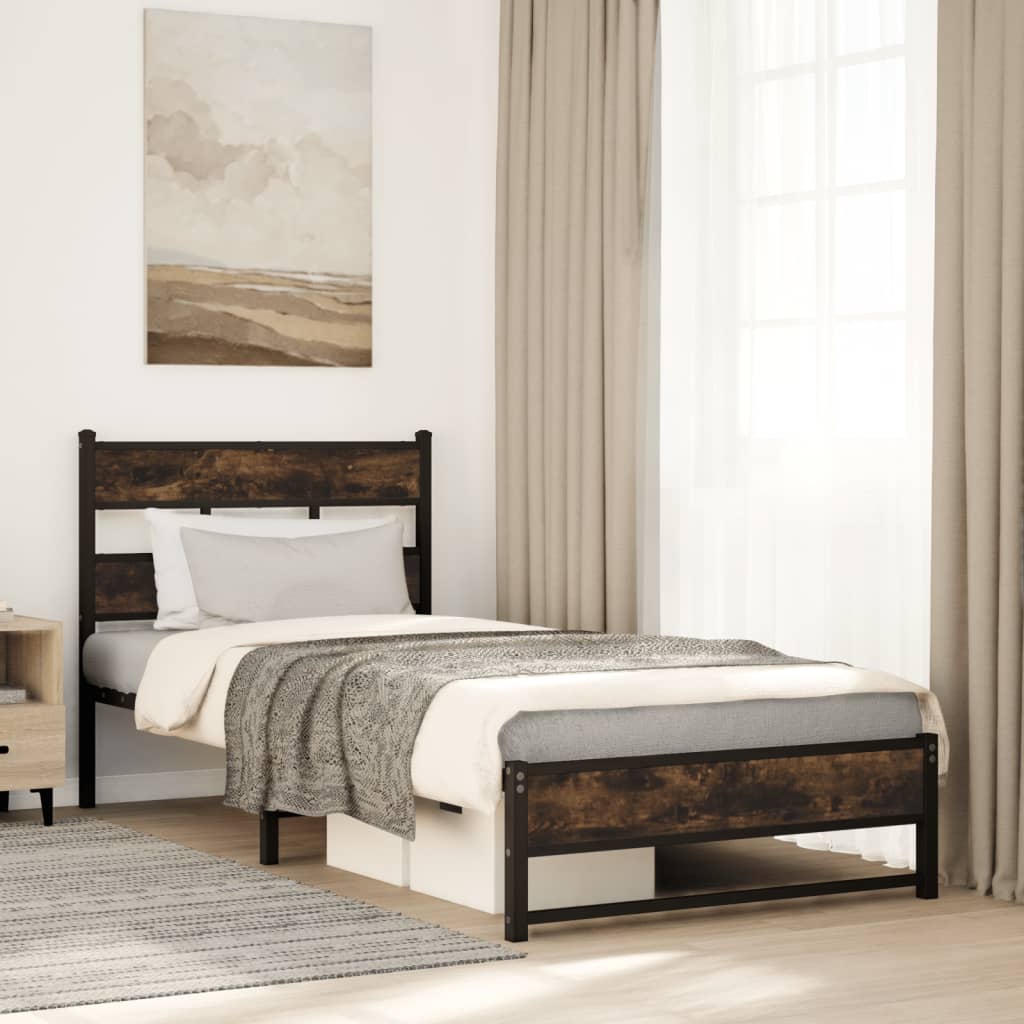 Giroletto senza Materasso in Metallo Rovere Fumo 75x190 cm | homemem39