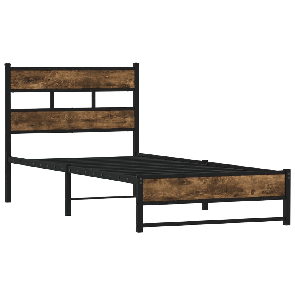 Giroletto senza Materaso in Metallo Rovere Fumo 90x200 cm | homemem39