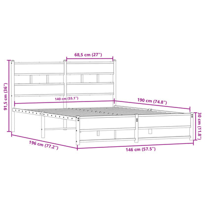 Giroletto senza Materaso in Metallo Rovere Fumo 140x190 cm | homemem39