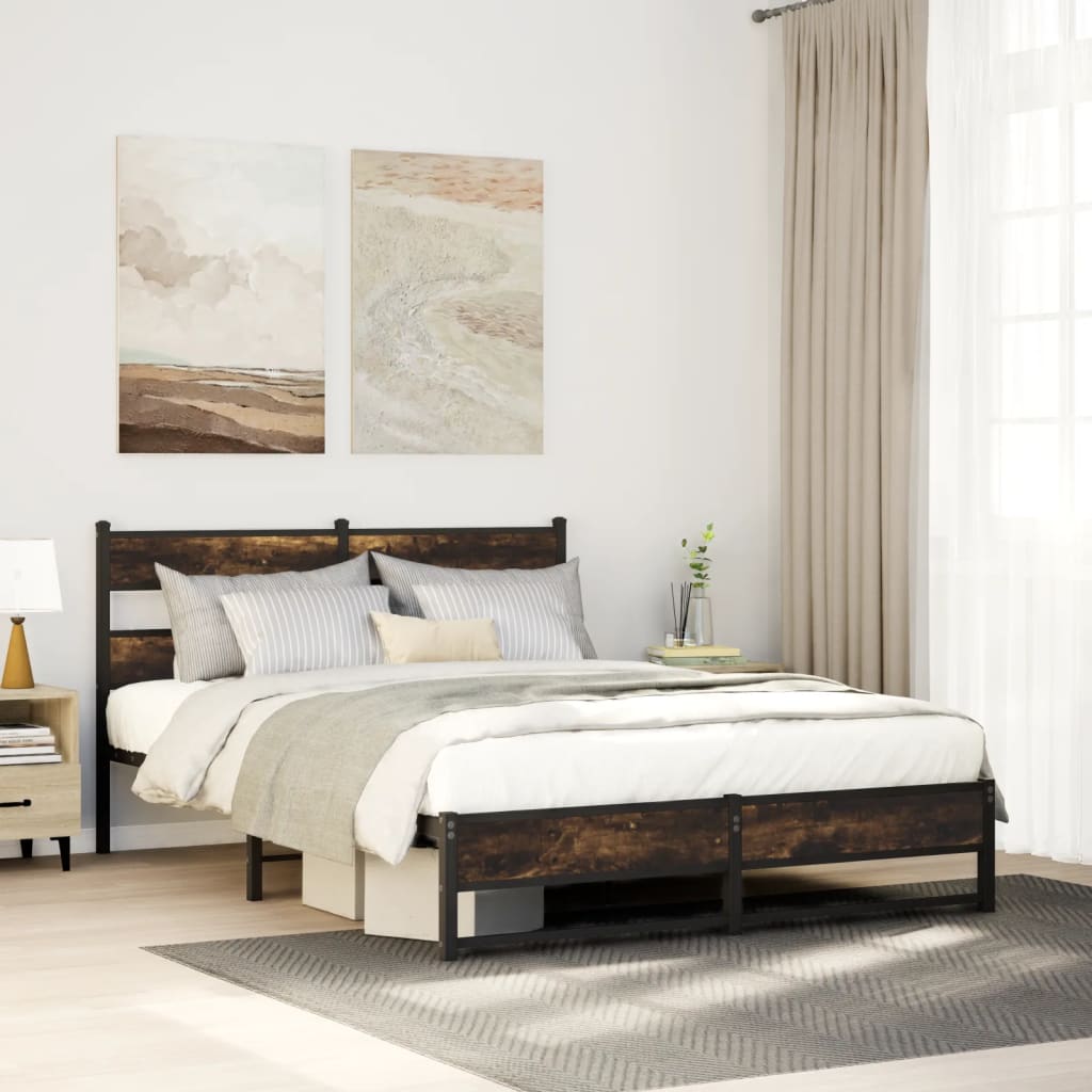 Giroletto senza Materaso in Metallo Rovere Fumo 140x190 cm | homemem39